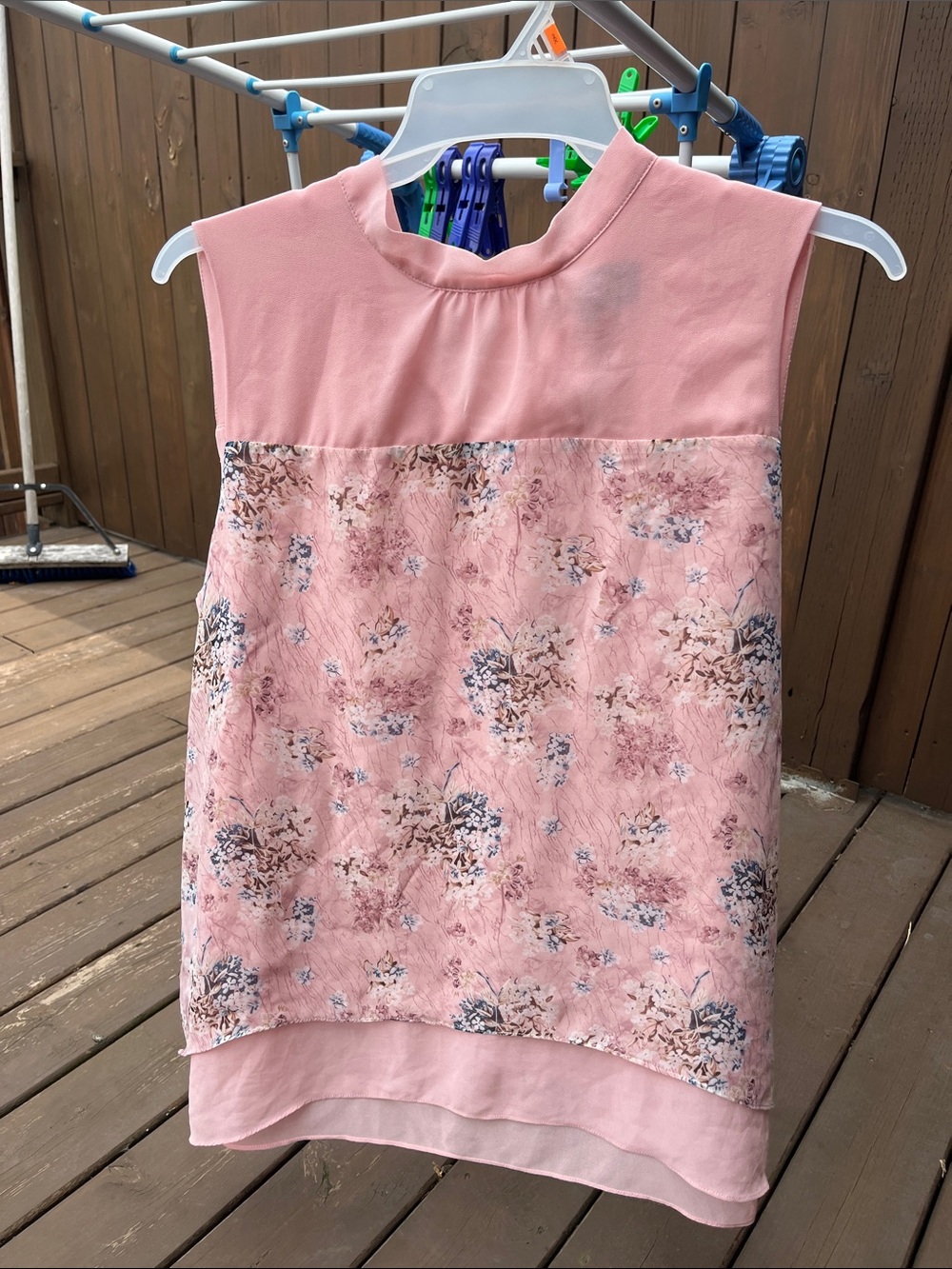Amanda Collection XXL Pink Floral Tie-Neck Sleeveless layered Camisole. PTP 24"